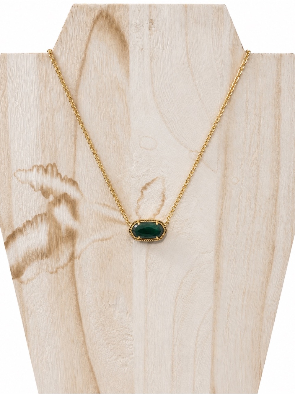 Kendra Scott Gold Necklace with Emerald Green Stone